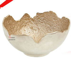 2025 nuevo cuenco de aluminio con forma de flor con acabado dorado hecho a mano para servir comida ensalada arroz - Product Image 4