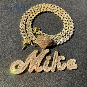 14K Blanc 925 Argent Glacé Coeur Personnalisé Cursive Nom Baguette Pendentif Hip Hop Style Moissanite Bijoux pour Hommes - Product Image 6