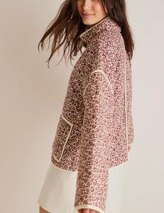 Women's Cropped Puffer Jacket Vintage <b>Cardigan</b> Floral Printed Lightweight Open Front Padded Quilted <b>Coats</b> - Product Image 3