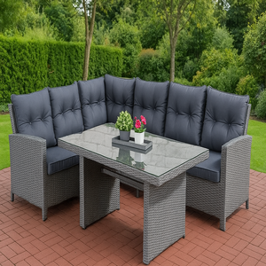 Juego de sofás de mimbre sintético resistente a la intemperie, tejido a mano, totalmente reclinable, para leer, relajarse o tomar el sol - Product Image 1