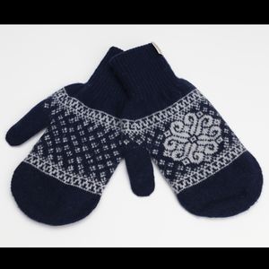 Unisex Winter Navy <b>Gloves</b> Mittens Christmas Snowflake Design <b>Thermal</b> Eco-Friendly Organic Mongolian Cashmere Knitted - Product Image 5
