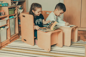 Safe Design Table <b>Set</b> (1 Table, 2 Chairs) Multifunctional High Quality Wholesale for <b>Kids</b> Furniture Beech Plywood EN71-3 - Product Image 4