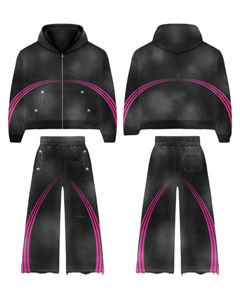 Chándales Deportivos Personalizados con Lavado Ácido y Estilo Acampanado para Hombre, con Logotipo y Empaque Personalizados - Product Image 1