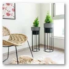 Lot de 3 jardinières du siècle moderne avec supports en métal, décor de salon pour pot de fleurs pour orchidée, aloès, grand cactus - Product Image 4