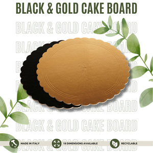 Fabriqué en Italie laminé jetable bord ondulé rond noir et or planche à gâteau carton taille différente prêt à expédier - Product Image 2