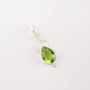 Colgante de Plata de Ley con Peridoto, Gema en Forma de Pera, Joyería Hecha a Mano, Piedra de Nacimiento de Agosto para Mujer, Regalo de Alta Calidad con Certificado IGI - Product Image 3