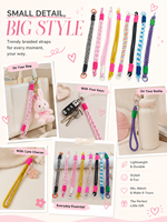 Dragonne de téléphone portable en nylon tressé coloré avec double clip et languette de fixation, accessoires DIY