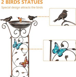 <b>Bird</b> <b>Bath</b> with Trellis Outdoor, Antique Garden Iron Trellis with Decorative Butterflies Detachable <b>Bird</b> <b>Bowl</b> Metal Potted - Product Image 2