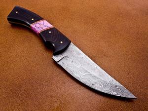 OEM personalizable hecho a mano de acero de Damasco cuchillo Skinner hueso mango cuero vaina Wangi madera torcida patrón-grado al por mayor - Product Image 3