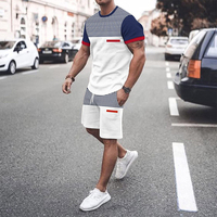 Ensemble t-shirt et short pour homme, taille plus, 100% coton polyester, noir