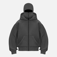 Sweat-shirt à capuche zippé brodé pour homme avec masque facial intégré, chaud et décontracté pour l'hiver, design Y2K, veste de sport