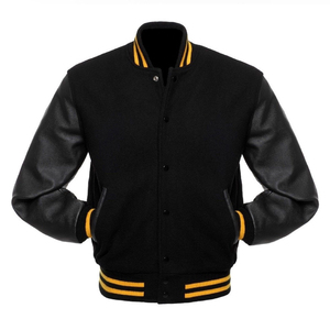 Varsity เสื้อแจ็คเก็ต,เสื้อแจ็กเก็ตเลตเตอร์แมนเสื้อแจ็กเก็ตเบสบอลเปิดไหล่แขนหนังแท้ผลิตจากปากีสถาน - Product Image 1