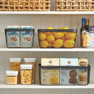 Cesta de alambre de Metal de cocina de forma cuadrada de alta calidad con asa Cesta de compras chapada en plata para frutas - Product Image 6