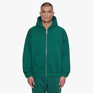 เสื้อฮู้ดดี้ผู้ชายผ้าฟลีซเนื้อหนัก 100% ผ้าฝ้าย สไตล์สตรีทแวร์ แบบซิป  ไม่มีลาย  สำหรับผู้ชาย ผ้าฝ้ายผสมพื้นฐาน - Product Image 1