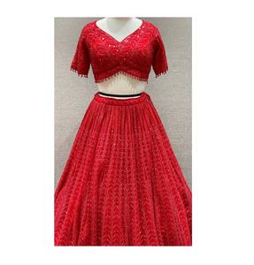 Lehenga choli การออกแบบอินเดียแบบดั้งเดิมที่ทันสมัยล่าสุดสำหรับผู้หญิงที่มีผ้าใบแคนแคนวาส - Product Image 1