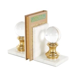 White Marble Base Glass Round Bookends Perfect for Office Desk Study Table and Modern Home <b>Library</b> Decor Wholesale From India - Product Image 1