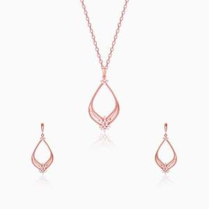 Ensemble de mode princesse en argent 925 or rose et boucles d'oreilles pendantes élégantes - Product Image 4