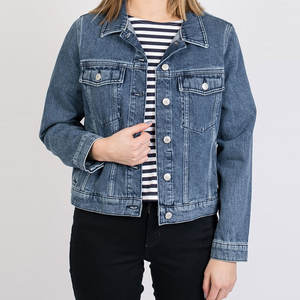 Vente en gros veste en jean personnalisable pour femmes toile teintée en coton décontracté hiver ample à manches longues produit OEM - Product Image 2