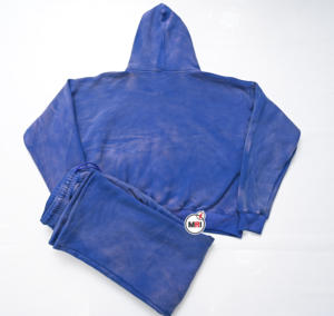 Conjunto de Jogger de algodón de peso pesado unisex del fabricante OEM personalizado Sun Faded Vintage Wash Sudadera con capucha y pantalón Oversized XL chándal - Product Image 3