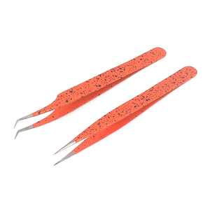 Pinzas de extensión de pestañas de cejas de acero inoxidable personalizadas profesionales Juego de herramientas de punta inclinada puntiaguda - Product Image 5