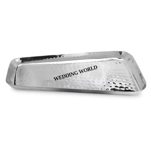 Plateau à chocolat en métal martelé Plateau à chocolat fait main nickelé Plateau à chocolat en métal de luxe de forme ronde - Product Image 6