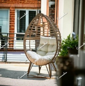 Chaise en rotin et bambou de couleur naturelle meubles en forme d'oeuf extérieur bonne qualité chaise oeuf balcon jardin meubles de salon - Product Image 1