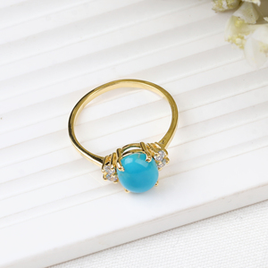 Anillo de Plata de Ley 925 con piedras preciosas de circonita cúbica y turquesa natural sintética para mujer exquisita victoriana Vintage para venta al por mayor - Product Image 2