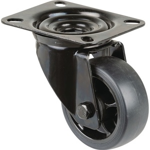 Swivel Caster Wheel 80mm Diameter 100kg Load Capacity Rubber Plate Black-BS ROLLEN - Product Image 1