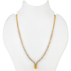 Collier tennis en or jaune massif 14 carats avec diamant de laboratoire de 9,72 carats, pendentif diamant jaune, 16,5 pouces, pour femme, certifié IGI, luxe - Product Image 1