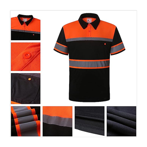 Camisetas Polo personalizadas con tiras reflectantes Hi Viz, ropa de seguridad, cuello en contraste, camisetas de manga corta de retazos de alta visibilidad para hombre - Product Image 5