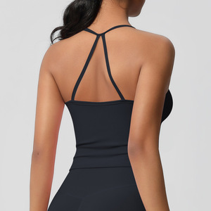 Top de tiras de palangre para mujer, camiseta sin mangas de Yoga sin costuras, Sujetador deportivo sin espalda, Camiseta corta ligera para gimnasio y Fitness - Product Image 6