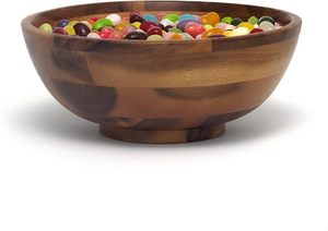 Bol de service rond évasé en bois d'acacia, écologique, artisanal, contemporain, pour fruits ou salades - Product Image 4