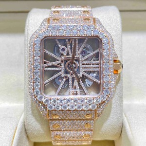Reloj de pulsera automático de estilo moderno certificado VVS Moissanite Diamond Iced Out Hip Hop para ropa de fiesta a precio de fabricante - Product Image 4