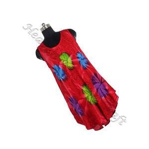 Rayón India Mejor Tie Dye Diseño Patrón Vestido estampado Ropa de fiesta Vestido de tela de rayón Señoras Elegante Vestido de cena Tie Dye Sin mangas - Product Image 1