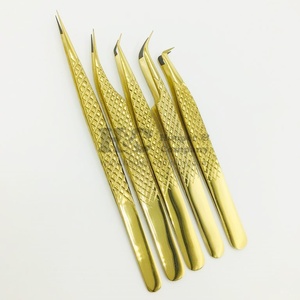 Pinzas de extensión de pestañas postizas Pinzas de acero inoxidable Pinzas de extensión de pestañas de Corazón Dorado personalizado Logotipo Oferta visón - Product Image 6
