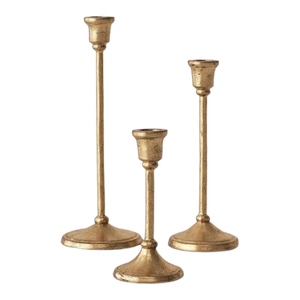 Juego de 3 candelabros de metal de aluminio chapado en oro Diseño elegante Decoración del hogar hecha a mano Iluminación y regalos - Product Image 2
