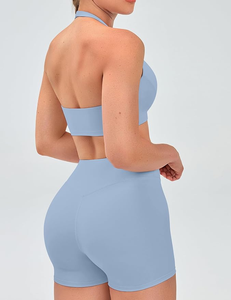 Ensemble de yoga pour femmes, deux pièces, soutien-gorge de sport et short taille haute, respirant, extensible, vêtements de course et d'entraînement - Product Image 3