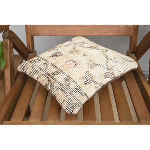 Oreiller Patchwork Kantha en laine beige 12x12 pouces luxueux Vintage brodé moelleux imprimé coussin rustique pour une utilisation au sol - Product Image 4