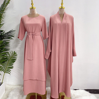 Abaya élégante et modeste pour femmes, robe longue à col châle, longueur au sol, avec poches, couleur unie