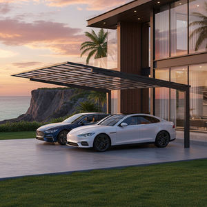 Abri de jardin moderne et simple en aluminium imperméable pour 2 voitures, avec toit en polycarbonate, certifié CE, facile à assembler, pour le stationnement en extérieur - Product Image 5