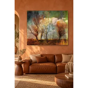 Impression sur toile Fida : Arbres d'automne sous un ciel texturé - Product Image 3