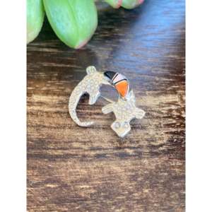 Broche Navajo Hecho a Mano con Incrustaciones de Plata de Ley y Piedras Multicolores, Diseño de Lagarto, Accesorio de Regalo - Product Image 4