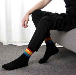 Thiết Kế Mới Nhiều Màu Sọc Terry Thể Thao Cầu Vồng Lgbt Niềm Tự Hào Vớ Cho Nam Giới Thoáng Khí Và Miễn Phí Kích Thước Với Biểu Tượng Tùy Chỉnh - Product Image 4