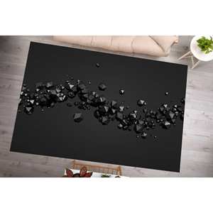 Tapis à motifs sphériques, Tapis noir, Tapis futuriste, Tapis moderne, Tapis d'entrée, Tapis à poils doux - Product Image 2