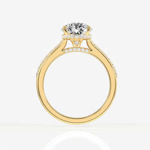 Anillo de Diamante Moissanite con Corte Portugués y Halo Oculto, Elegante, en Plata de Ley - Product Image 5