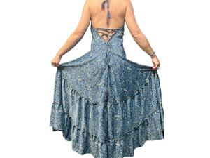 Robe élégante bohème hippie mi-longue pour femme, décontractée, en rayonne, sans manches, écologique, respirante, à imprimé floral, taille naturelle, style Y2K - Product Image 6