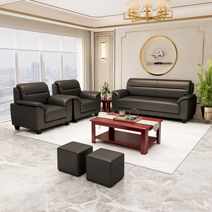 Conjunto de Sofás de Oficina Modernos en Cuero Azul, Minimalistas, Ejecutivos, para Recepción, Sala de Espera, Modulares en Forma de L, Comerciales - Product Image 3