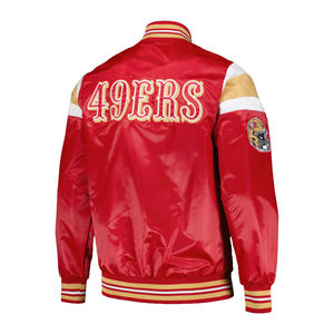 Chaqueta de béisbol de satén de lujo al por mayor personalizada OEM acabado brillante puños acanalados Logotipo de diseño personalizado y colores disponibles - Product Image 3