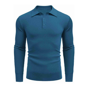 New Arrival Men's Anti-Wrinkle Knit for <b>Shirts</b> Long Sleeve Casual Print <b>Waffle</b> Textured Collared - Product Image 3