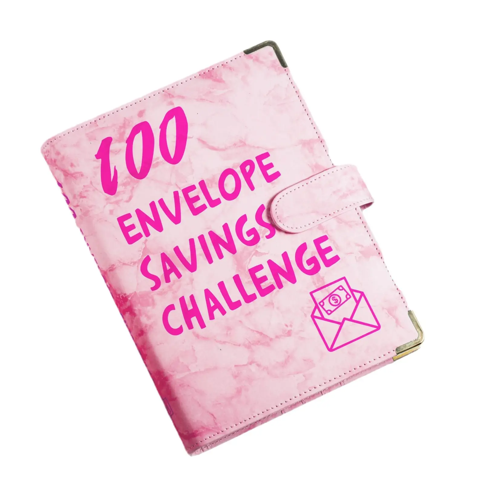 Marble Pink 100 días Pareja Sobre Desafío Presupuesto cuaderno de hojas sueltas para recibir efectivo Bloc de notas A5